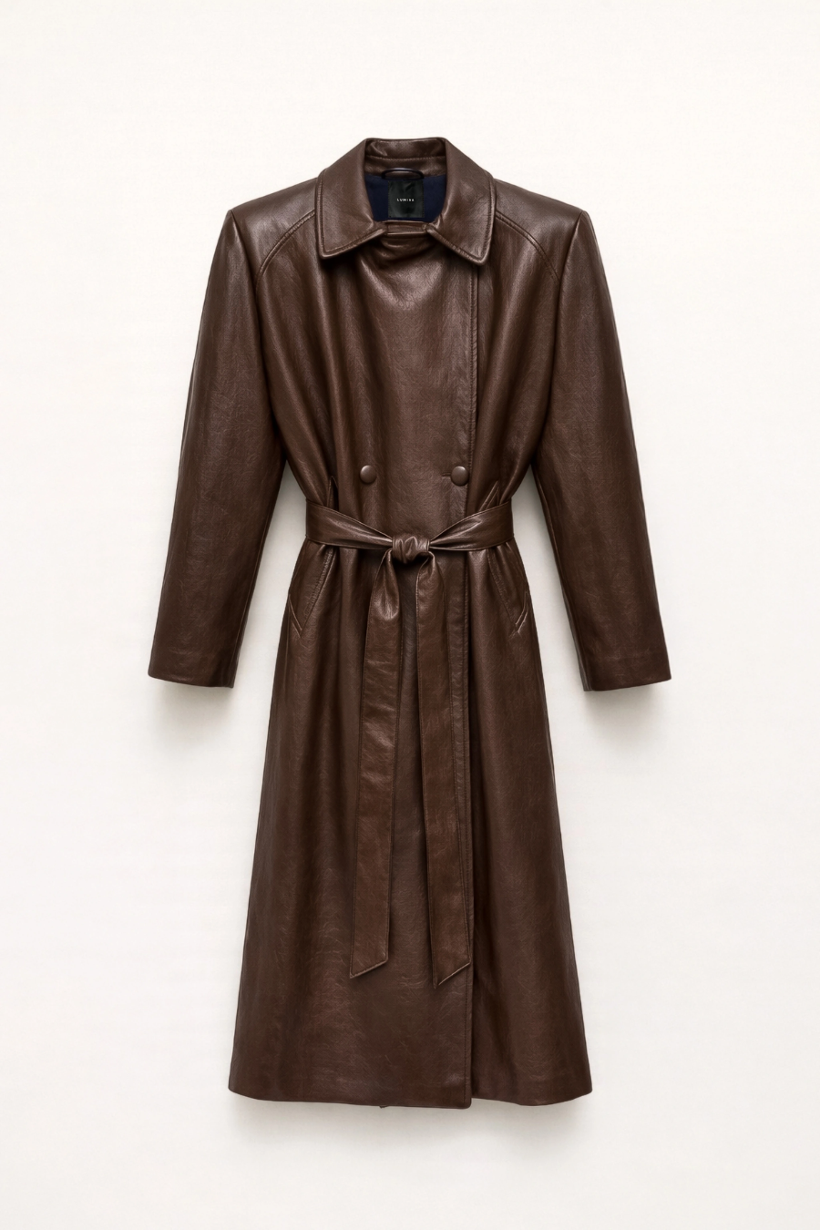 Lumina Eco-leather Trench Coat - brown
