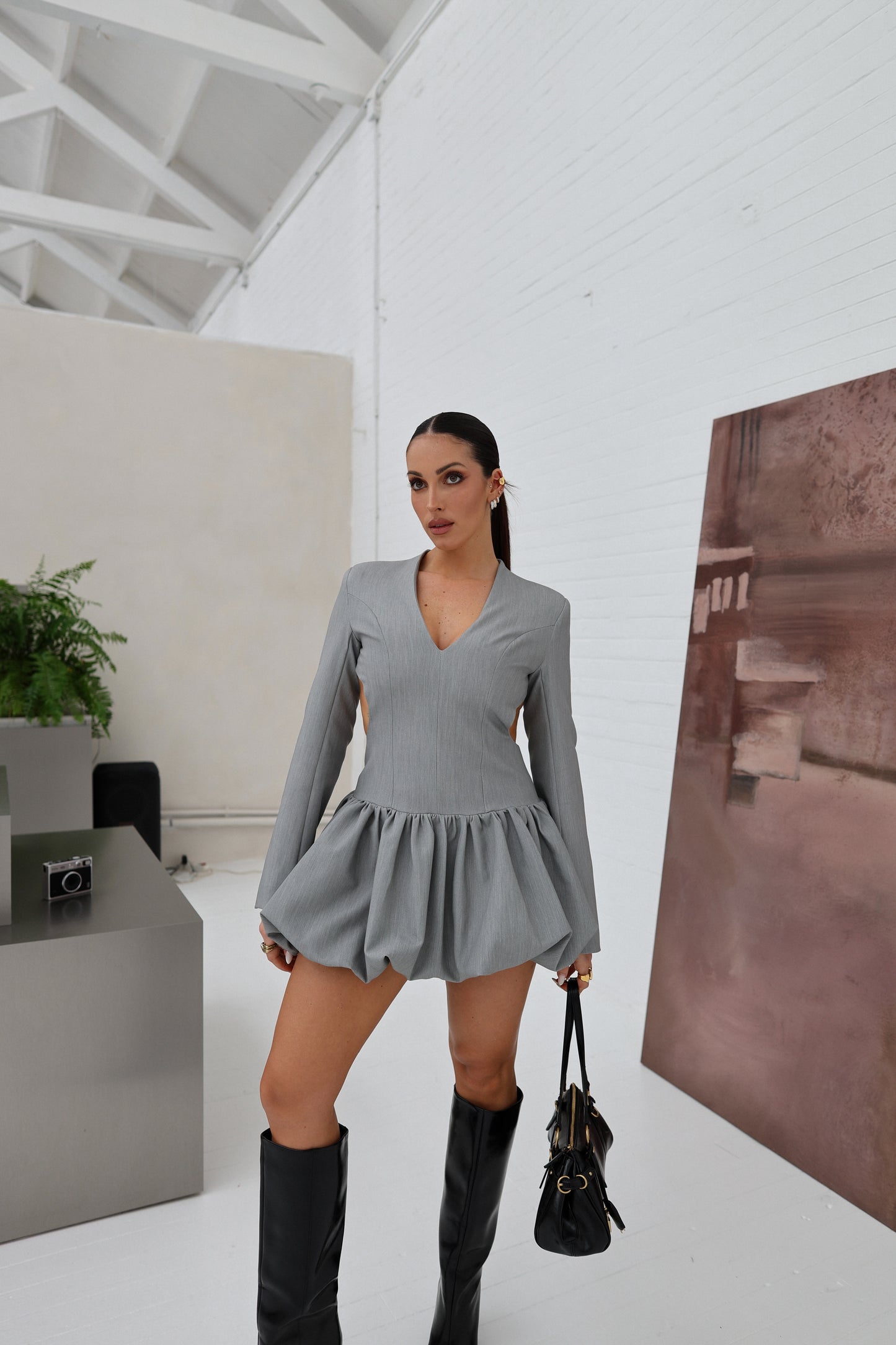 Lumina Structured Open-back Bubble Dress