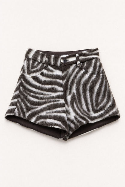 Lumina Zebra Faux Fur Shorts