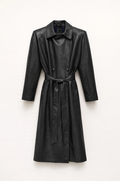 Lumina Eco-leather Trench Coat - black