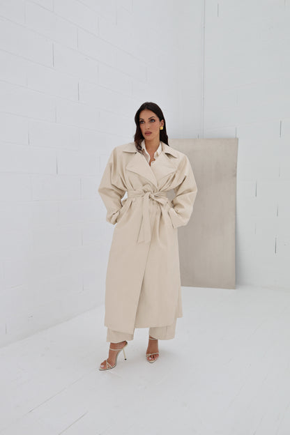Lumina Eco-leather Trench Coat - nude