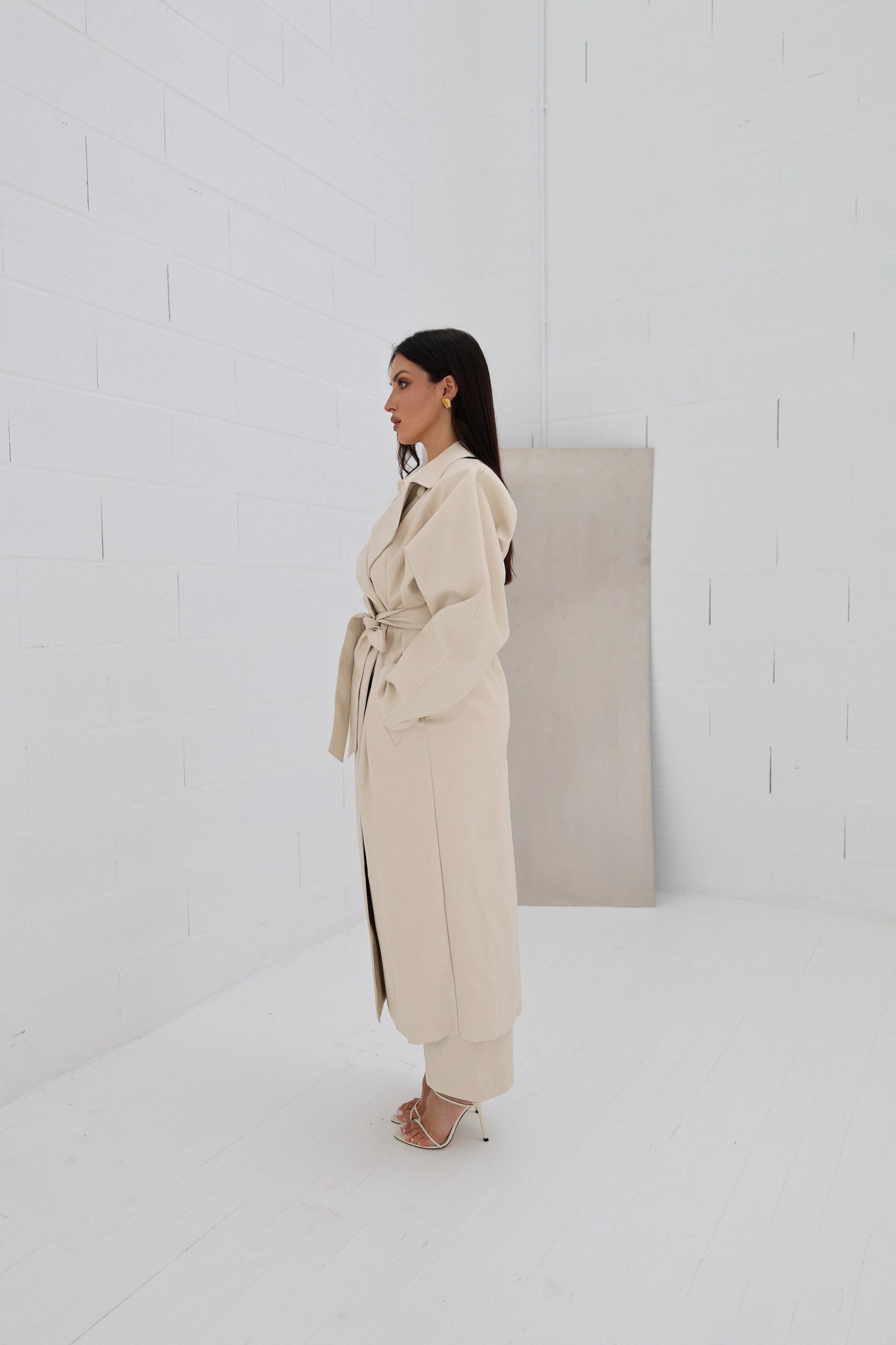 Lumina Eco-leather Trench Coat - nude