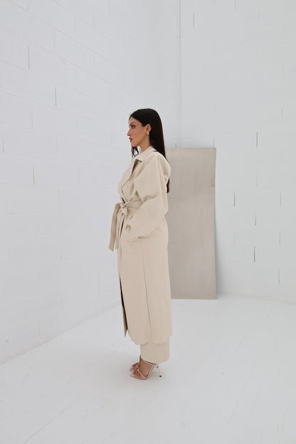 Lumina Eco-leather Trench Coat - nude