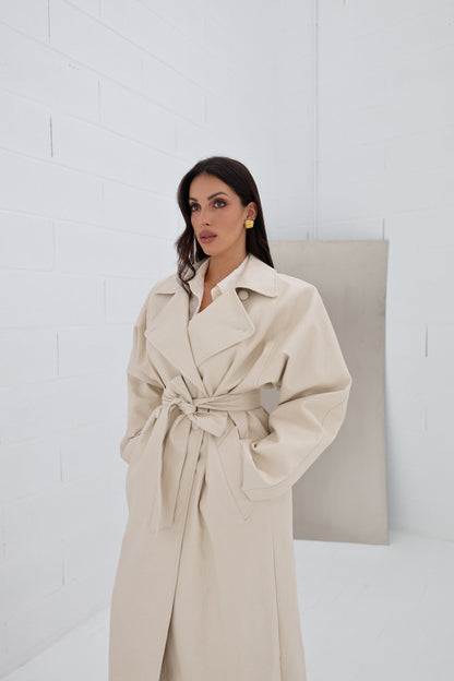 Lumina Eco-leather Trench Coat - nude