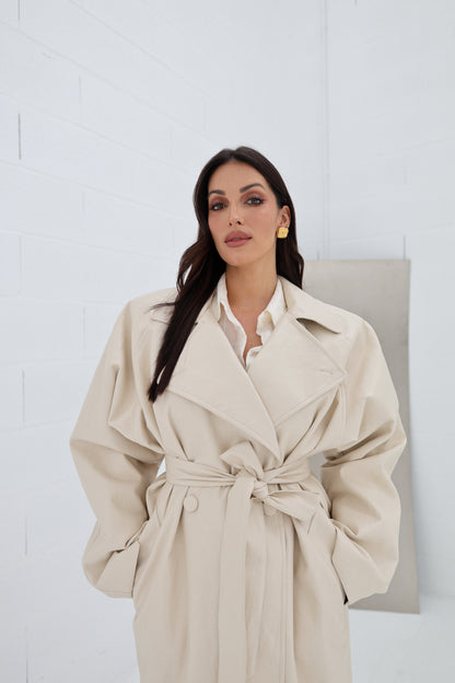 Lumina Eco-leather Trench Coat - nude
