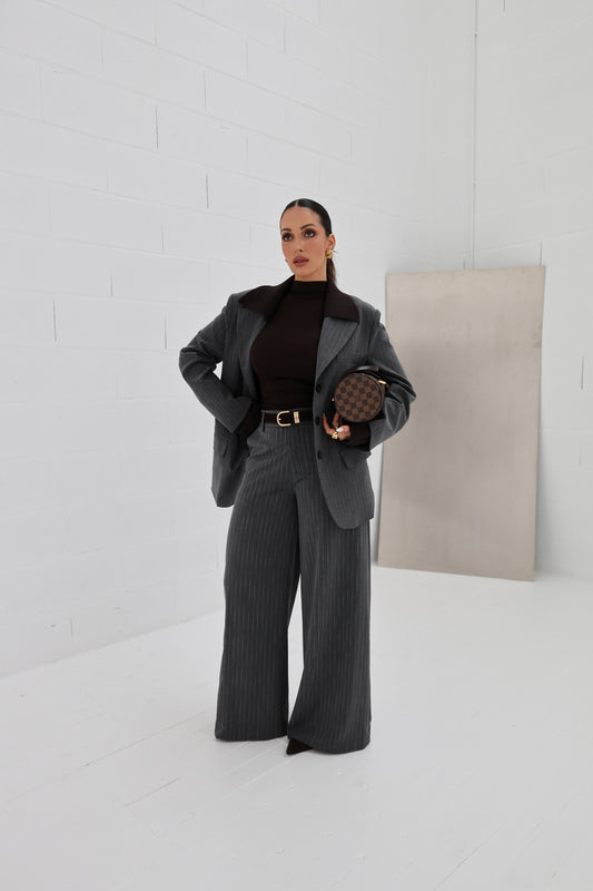 Lumina Pinstripe Wide-leg Trousers