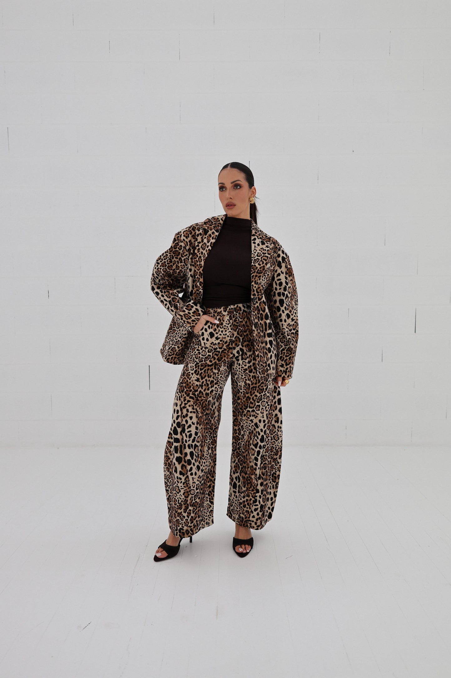 Lumina Leopard Structured Barrel Trousers