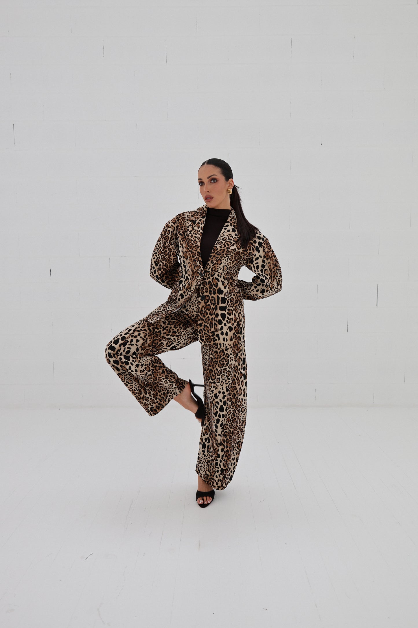 Lumina Leopard Structured Barrel Trousers