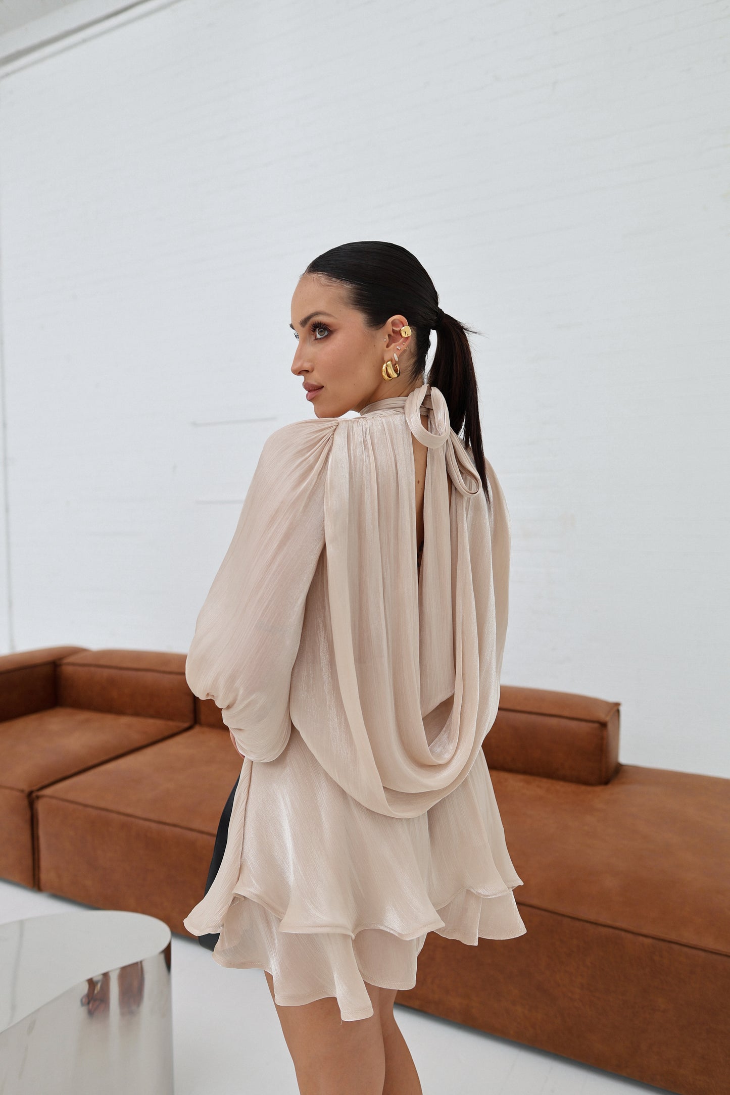 Lumina Fluid Tie-neck Dress