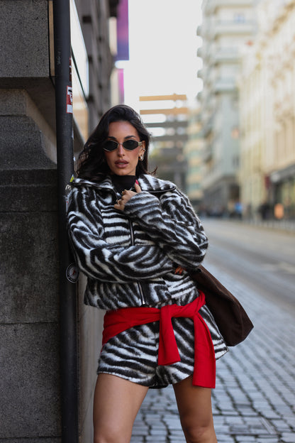 Lumina Zebra Faux Fur Shorts
