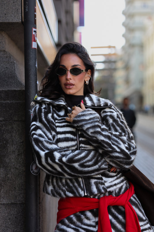 Lumina Zebra Faux Fur Jacket