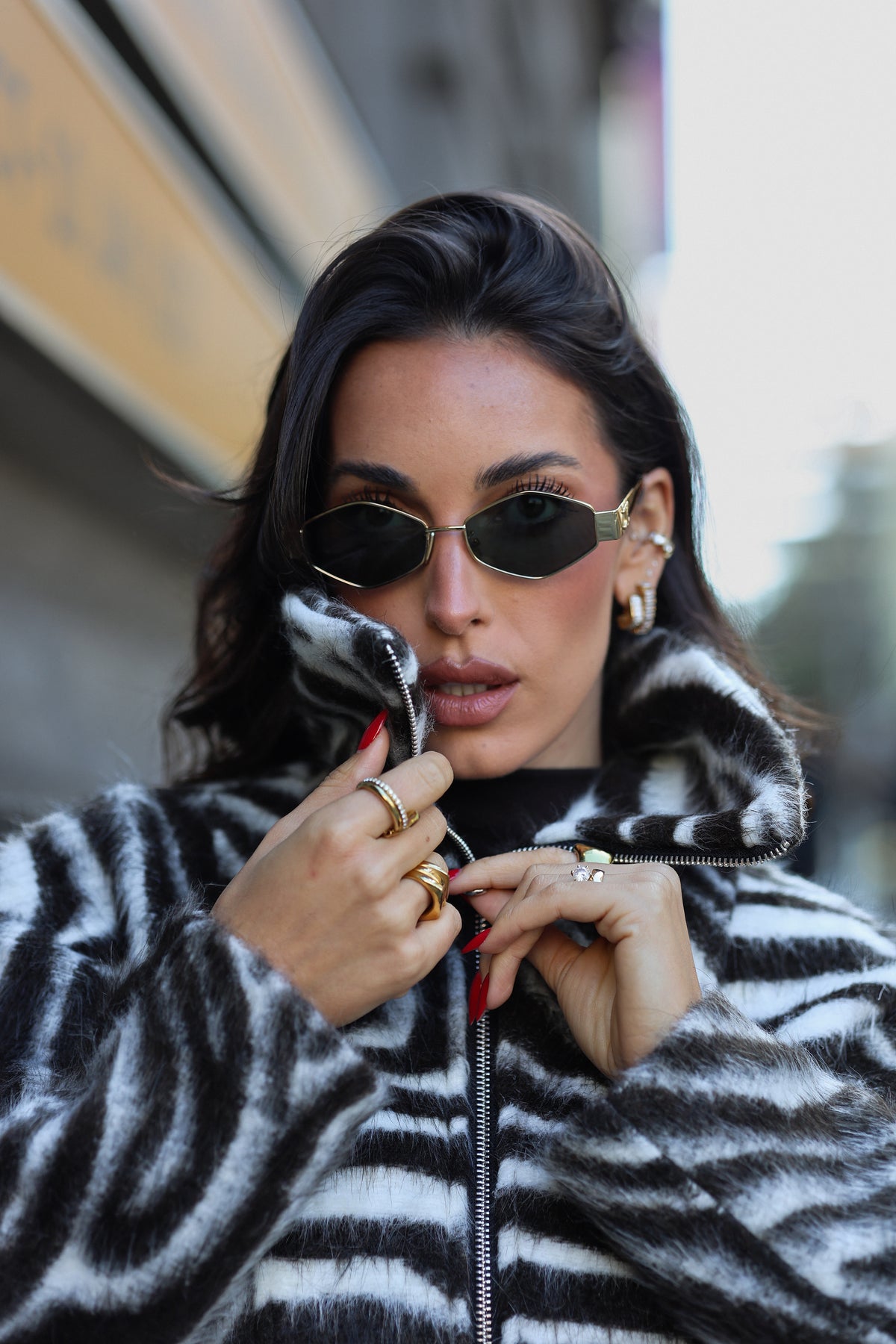 Lumina Zebra Faux Fur Jacket