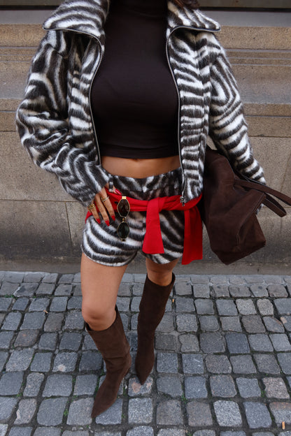Lumina Zebra Faux Fur Shorts
